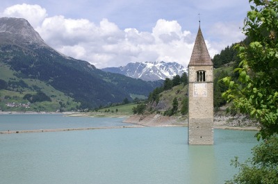 Die überflutete Stadt auf dem Reschen